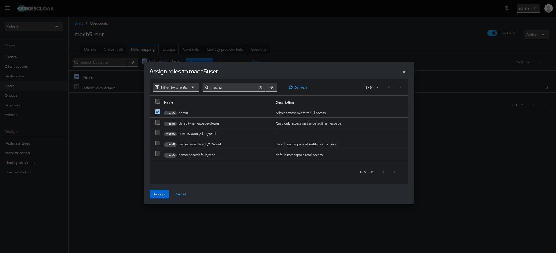 Assign M5 Admin Role