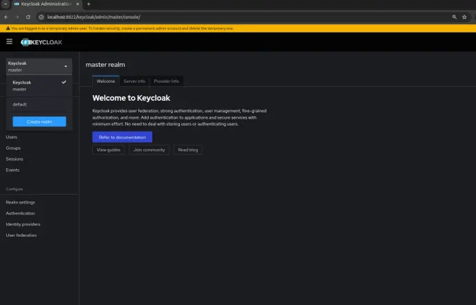 Changing to master realm