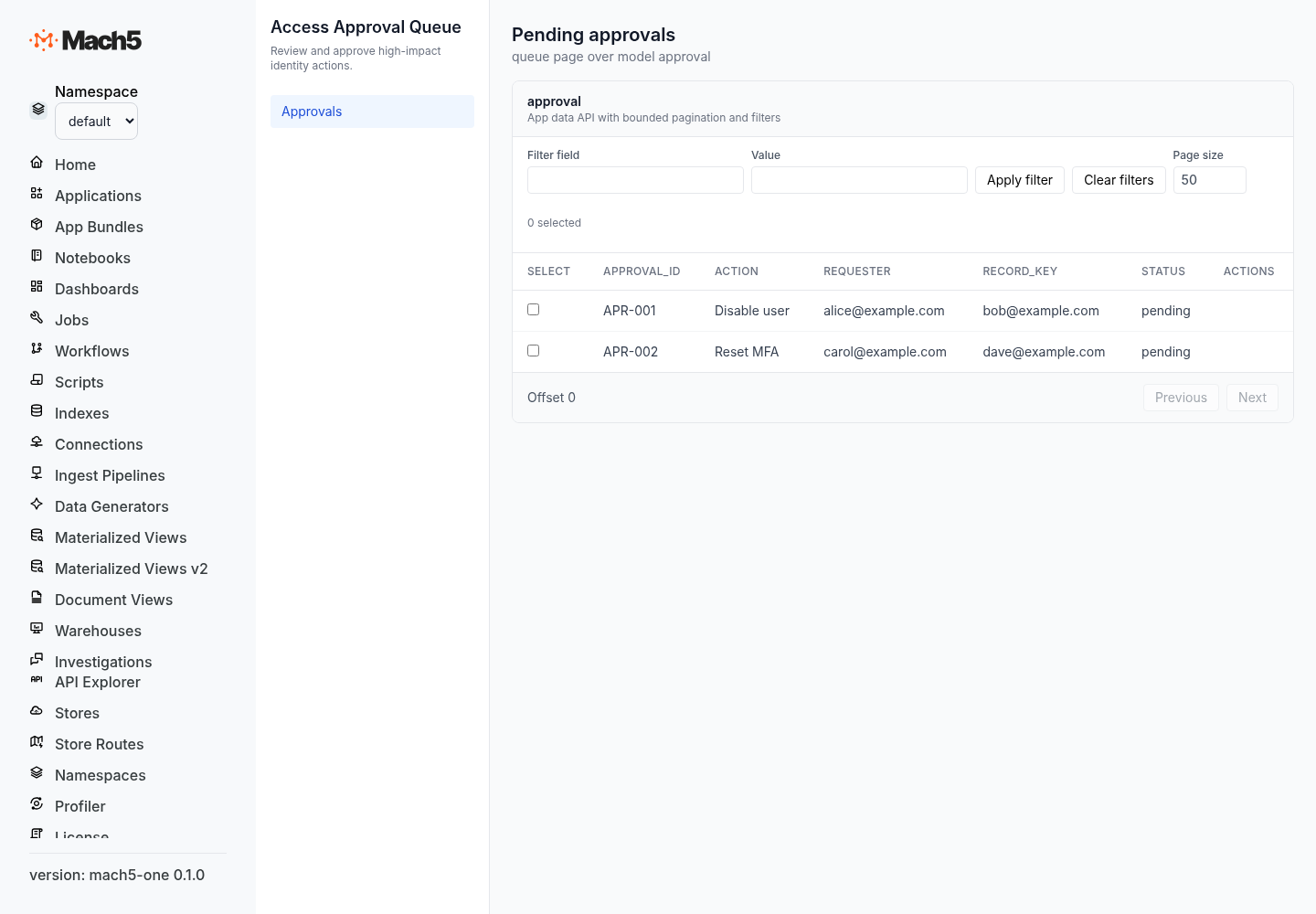 Access approval queue app screenshot