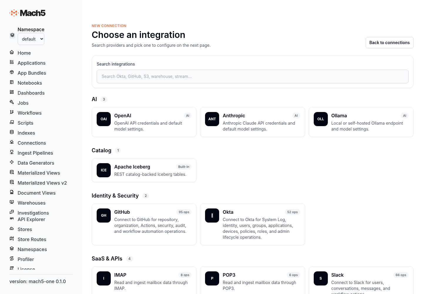 Integration connection picker