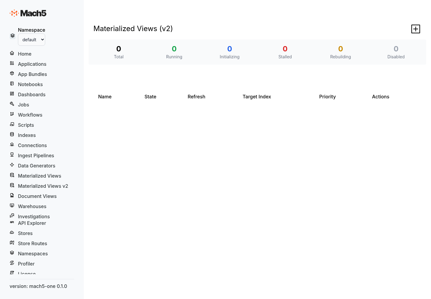 Materialized Views v2 list